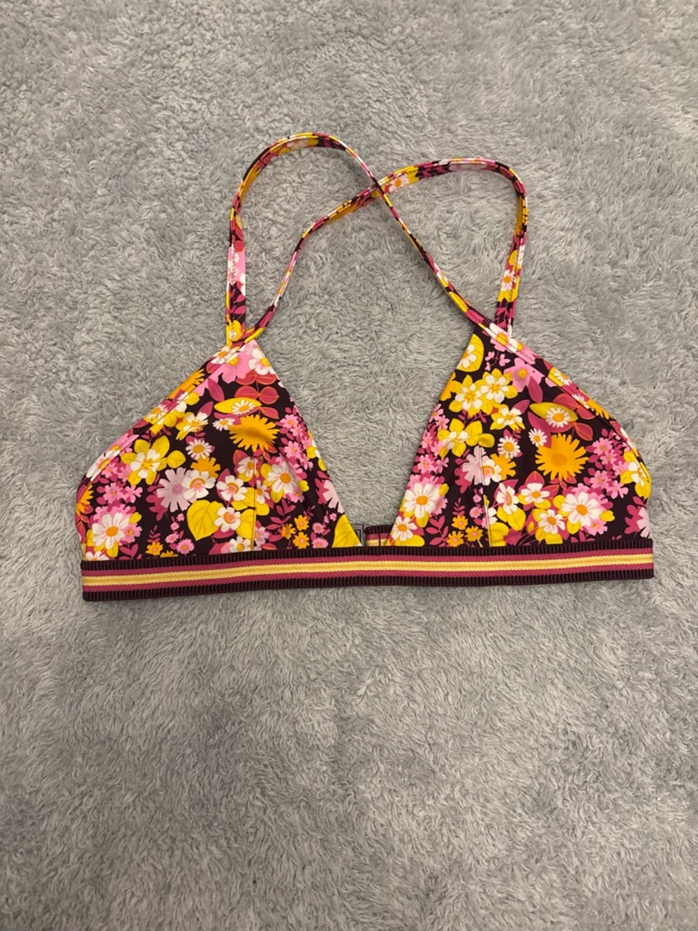 Aerie Floral Triangle Bikini Top Large